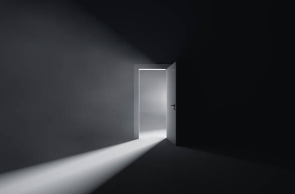 A light coming from the door AI-generated content may be incorrect.